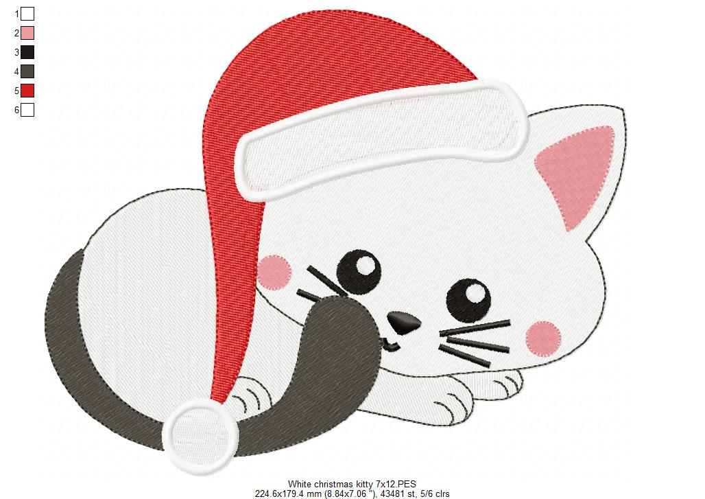 White Christmas Kitty - Fill Stitch