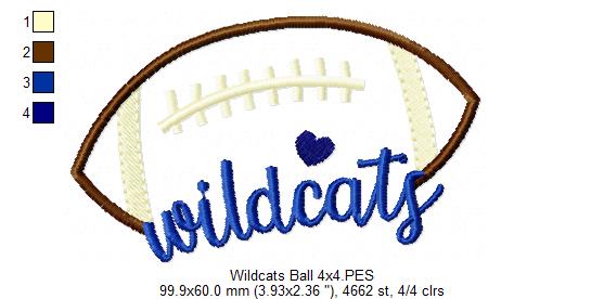 Football Wildcats Ball - Fill Stitch