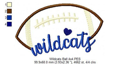 Football Wildcats Ball - Fill Stitch