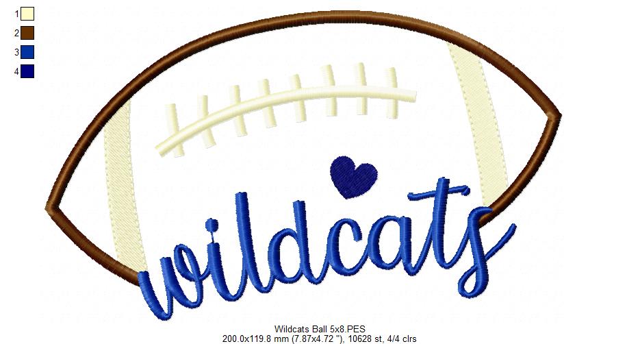 Football Wildcats Ball - Fill Stitch