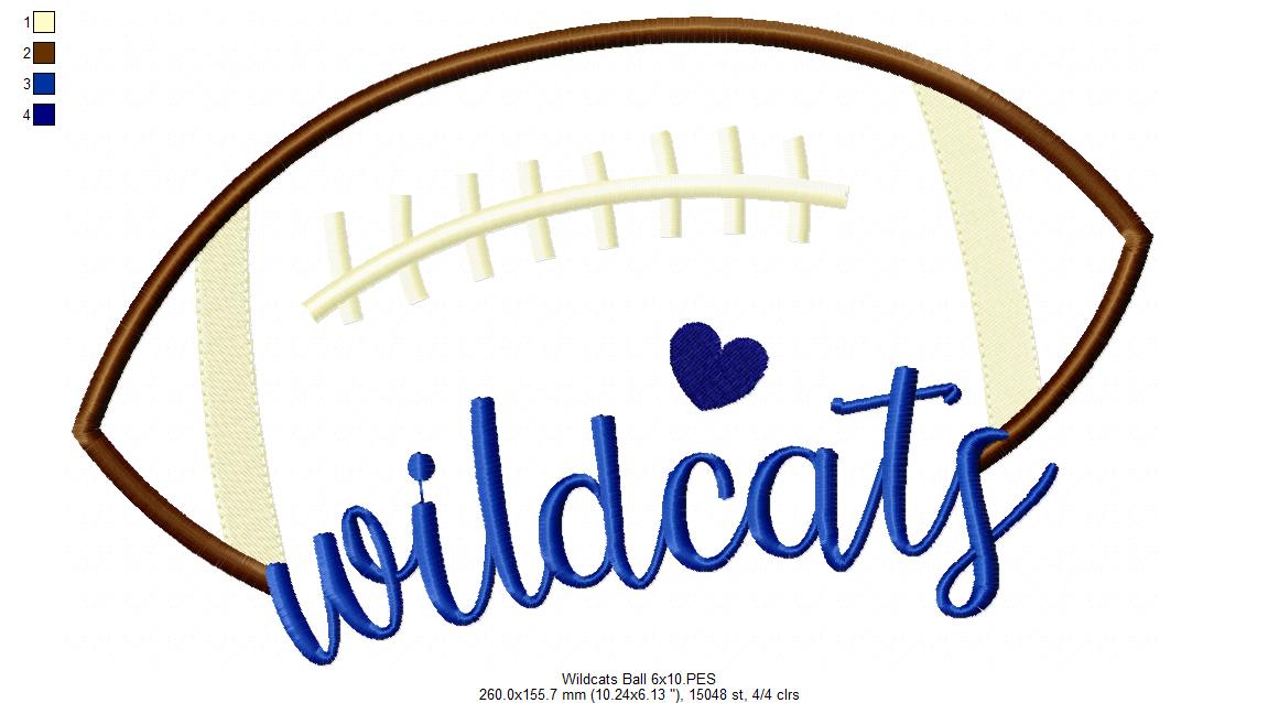Football Wildcats Ball - Fill Stitch