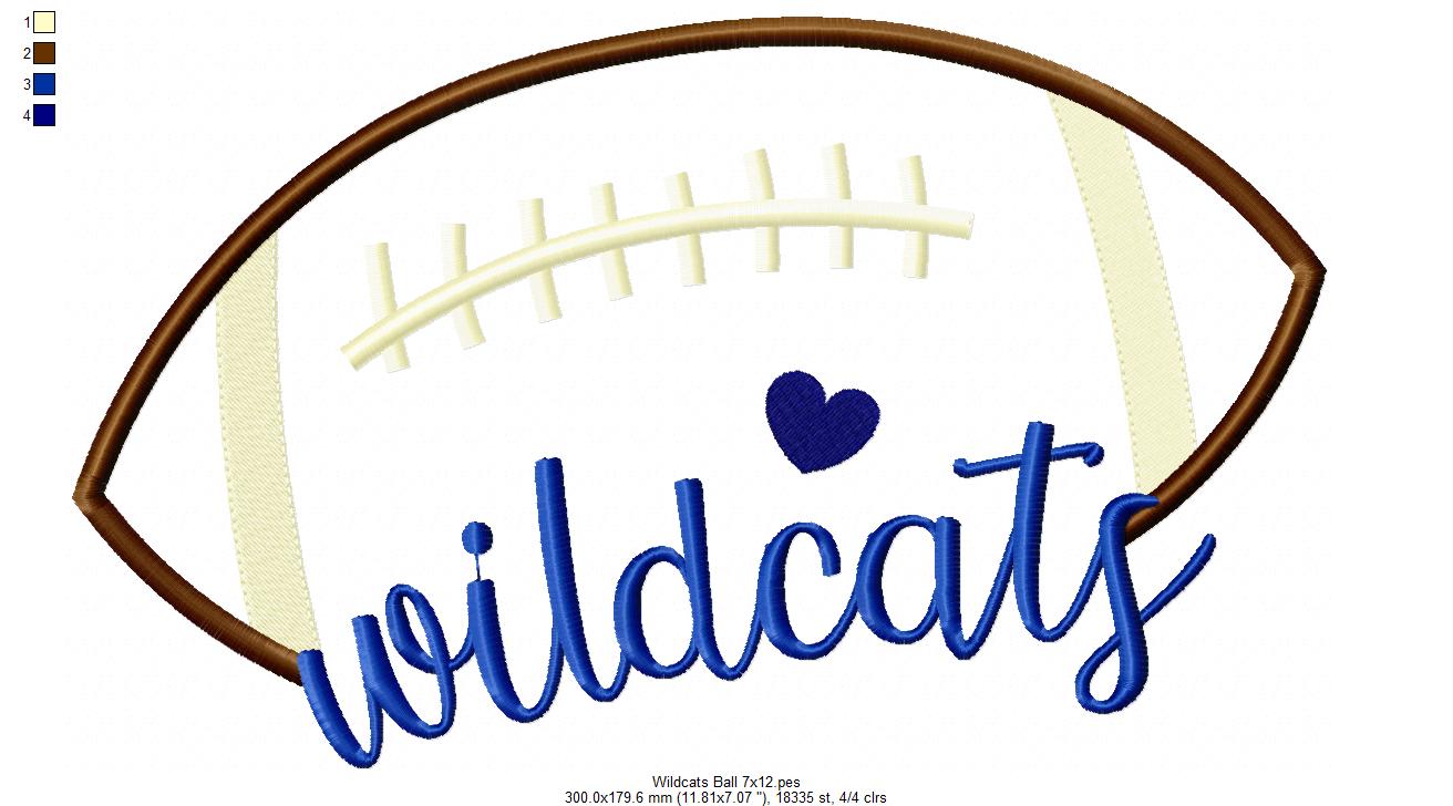 Football Wildcats Ball - Fill Stitch
