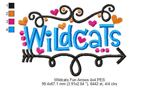 Wildcats Fun Arrows - Satin Stitch - Machine Embroidery Design