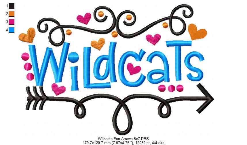 Wildcats Fun Arrows - Satin Stitch - Machine Embroidery Design