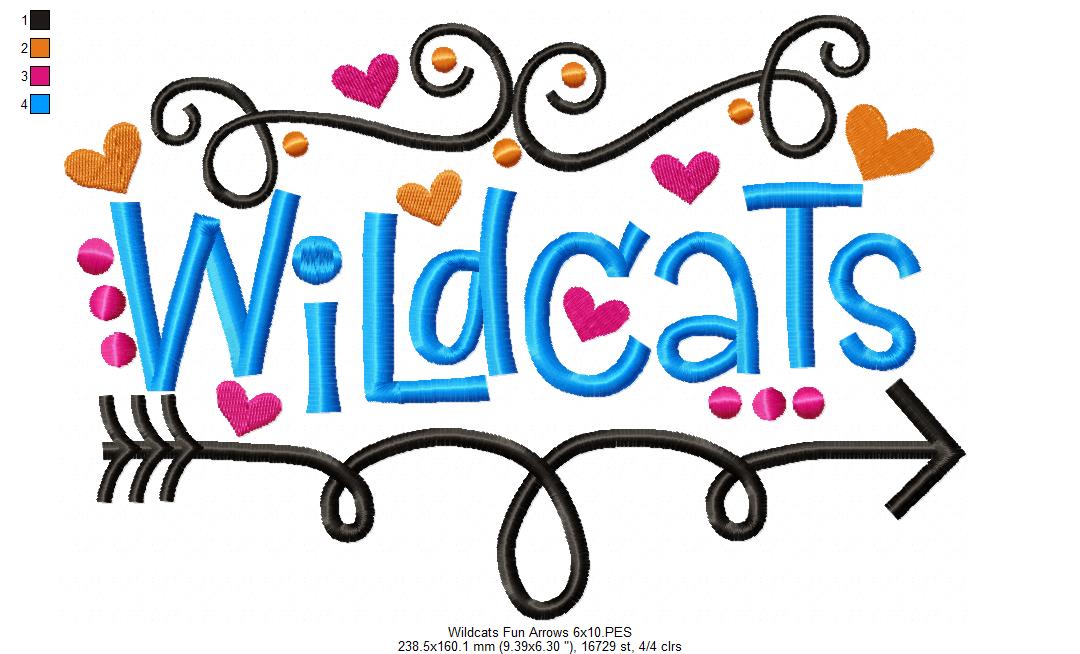 Wildcats Fun Arrows - Satin Stitch - Machine Embroidery Design
