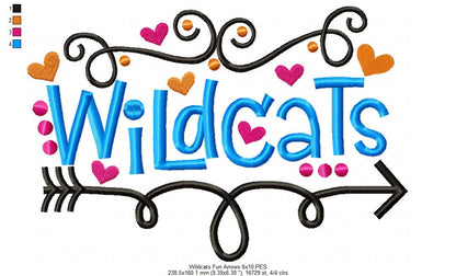 Wildcats Fun Arrows - Satin Stitch - Machine Embroidery Design
