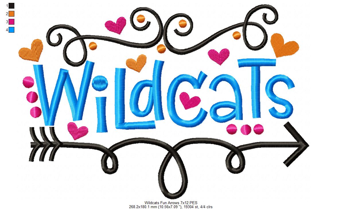 Wildcats Fun Arrows - Satin Stitch - Machine Embroidery Design