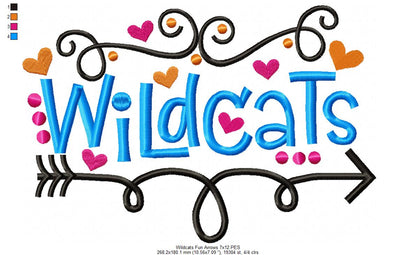 Wildcats Fun Arrows - Satin Stitch - Machine Embroidery Design