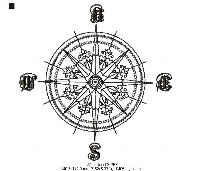 Wind Rose - Redwork