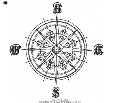Wind Rose - Redwork