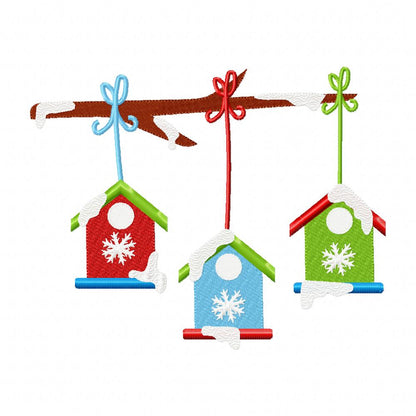 Winter Bird Houses - Fill Stitch