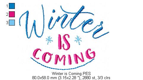 Winter Sayings Pack - Fill Stitch - Machine Embroidery Design