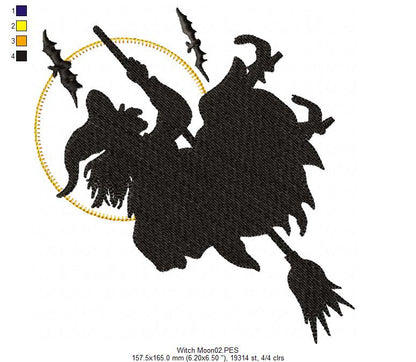 Halloween Witch and Moon - Applique