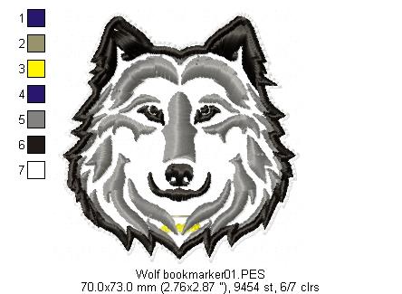 Wolf Bookmarker (ITH) - Applique - Machine Embroidery Design