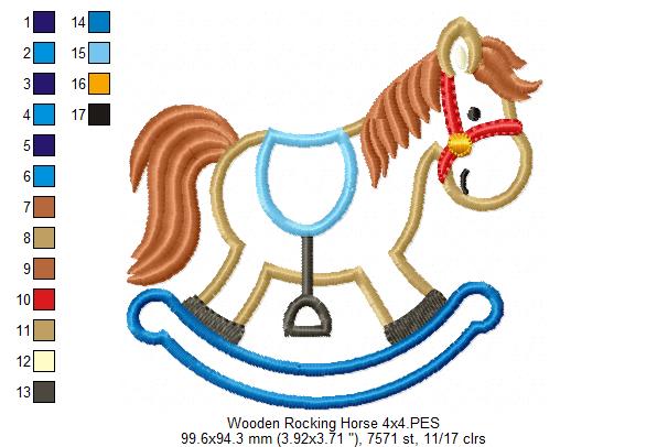 Wooden Rocking Horse - Applique