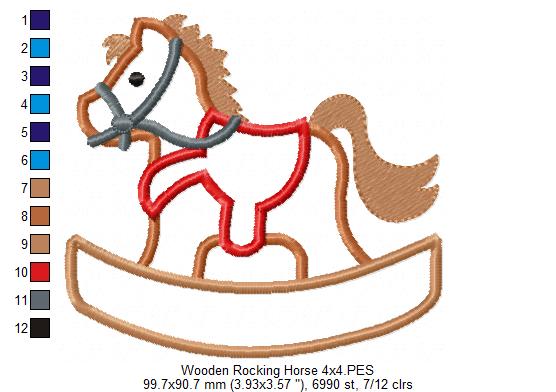 Wooden Rocking Horse - Applique Embroidery