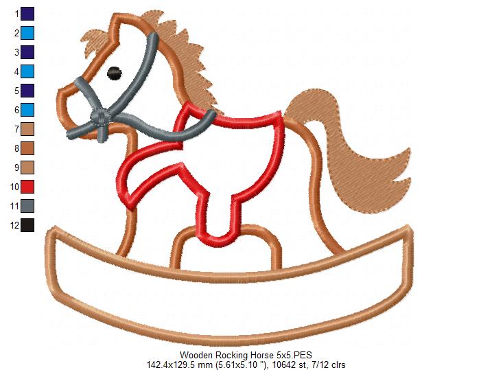 Wooden Rocking Horse - Applique Embroidery