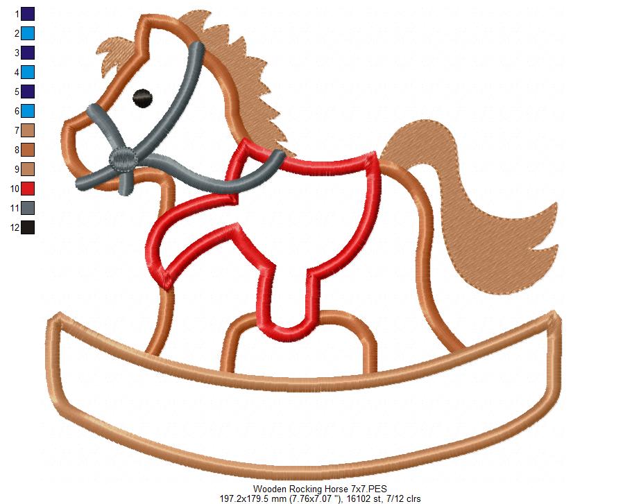 Wooden Rocking Horse - Applique Embroidery