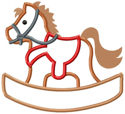 Wooden Rocking Horse - Applique Embroidery