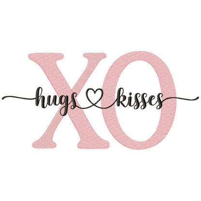 Valentines XO Hugs and Kisses - Fill Stitch