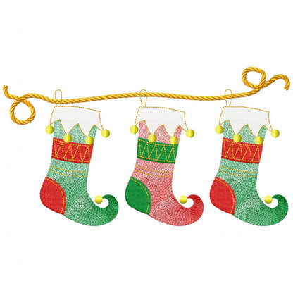 Three Christmas Boot - Rippled Stitch