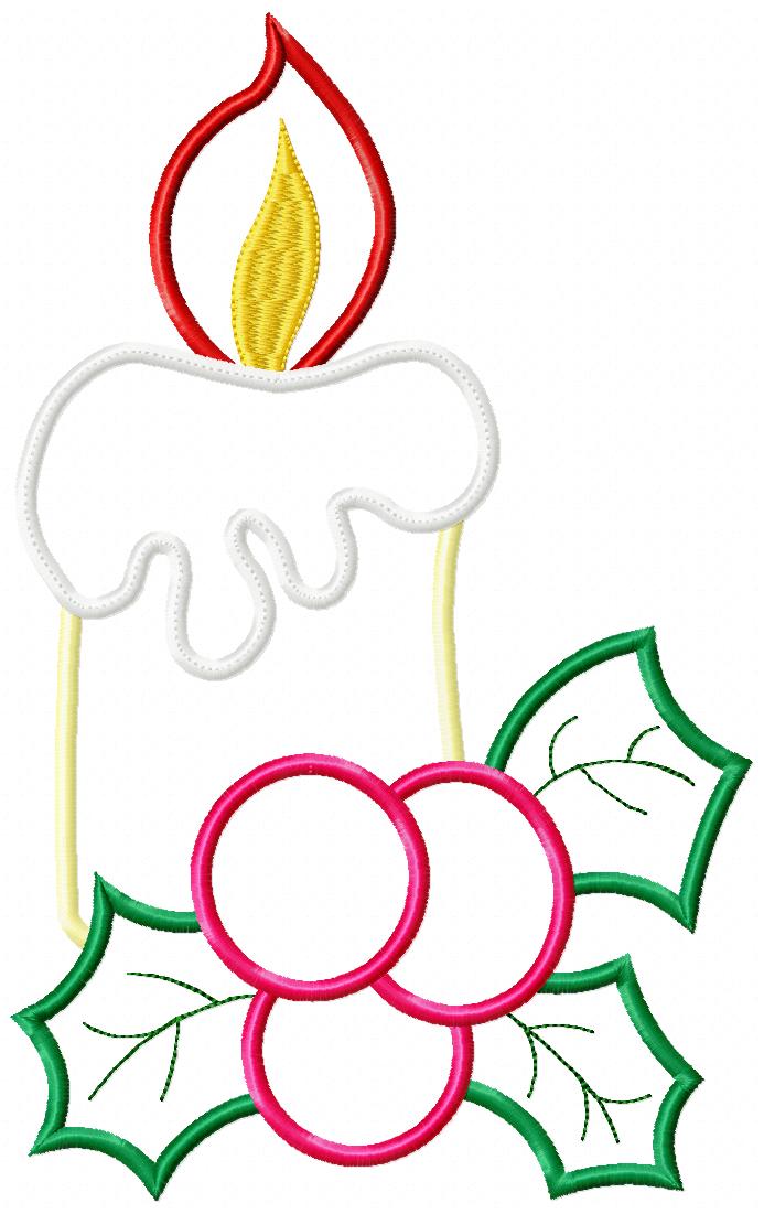 Christmas Candle - Applique - Machine Embroidery Design