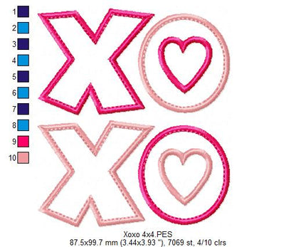 Sweet XO Hearts - Appliqué - Machine Embroidery Design
