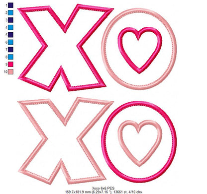Sweet XO Hearts - Appliqué - Machine Embroidery Design
