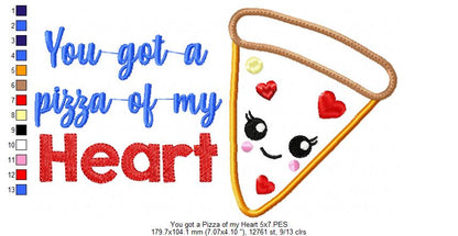 Pizza of My Heart - Appliqué - Machine Embroidery Design