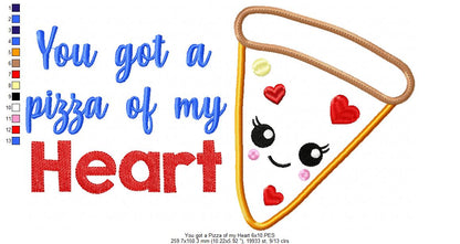 Pizza of My Heart - Appliqué - Machine Embroidery Design
