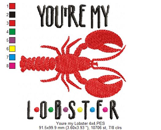 You're My Lobster Quote - Fill Stitch – Machine Embroidery Design