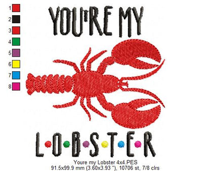 You're My Lobster Quote - Fill Stitch – Machine Embroidery Design