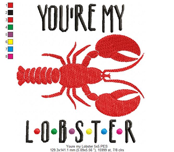 You're My Lobster Quote - Fill Stitch – Machine Embroidery Design