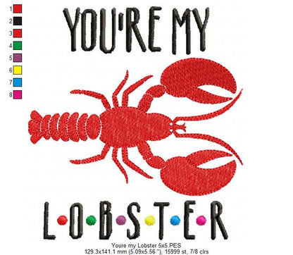 You're My Lobster Quote - Fill Stitch – Machine Embroidery Design