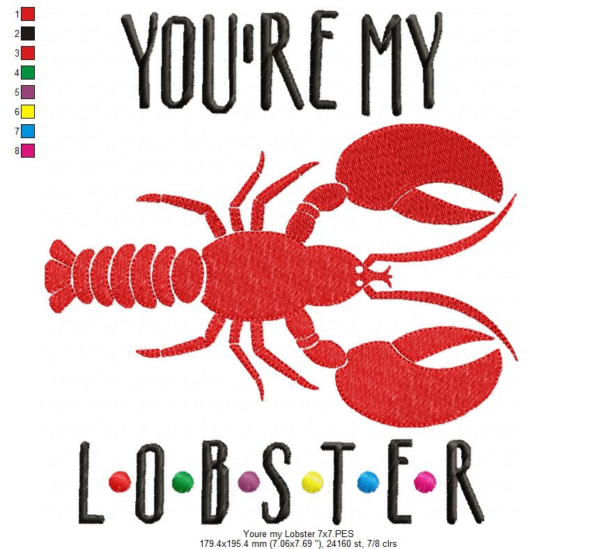You're My Lobster Quote - Fill Stitch – Machine Embroidery Design