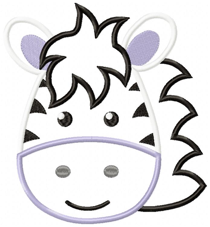Zebra Face Boy - Aplique Embroidery