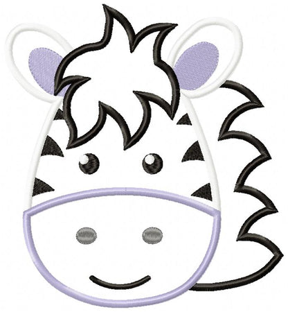 Zebra Face Boy - Aplique Embroidery