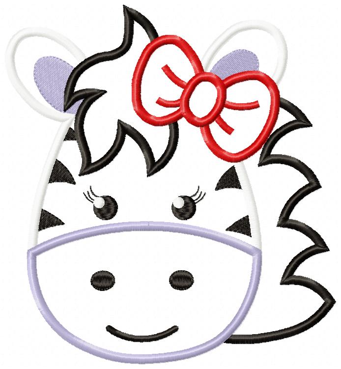 Zebra Face Girl - Aplique Embroidery