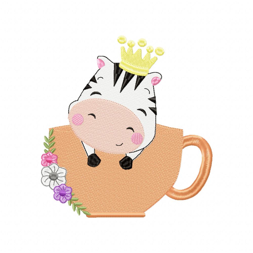 Prince Zebra in the Cup - Fill Stitch