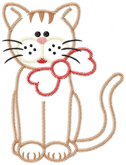 Zig Zag Cat – Zigzag Appliqué – Machine Embroidery Design