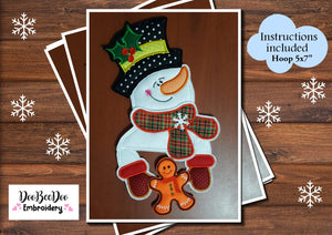 Christmas Snowman Door Hanger - ITH Project - Machine Embroidery Design
