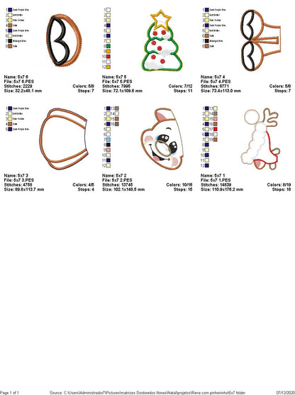 Christmas Characters Vase Ornaments - ITH Project - Machine Embroidery Design