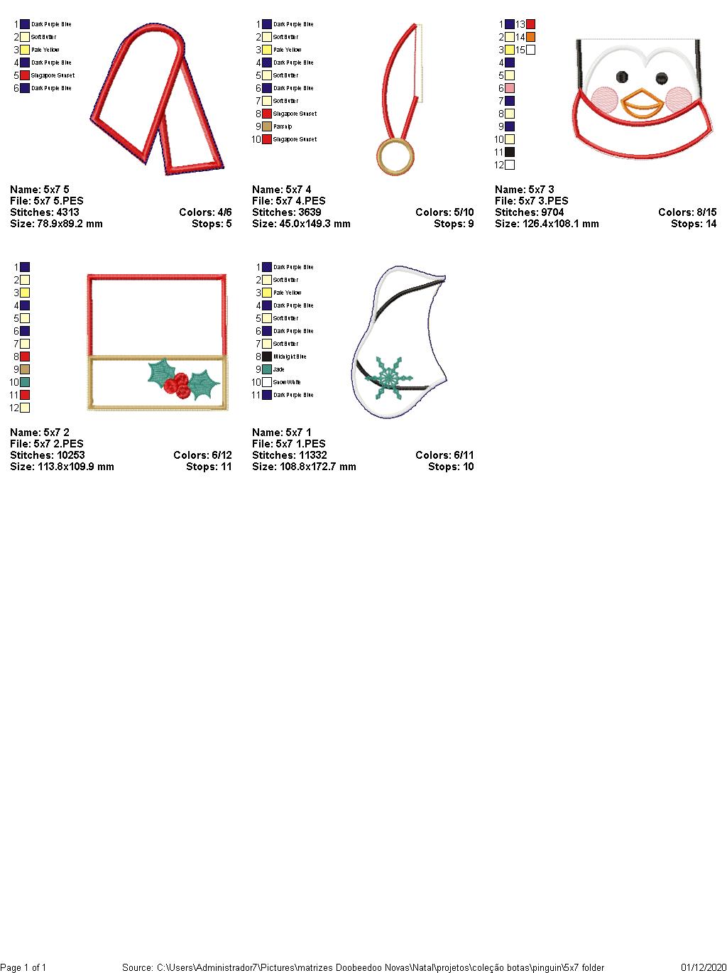 Christmas Penguin Door Ornament - ITH Project - Machine Embroidery Design