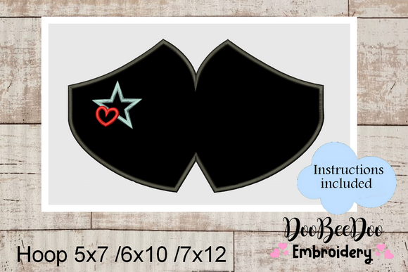 Face Mask Star Heart - ITH Project - Machine Embroidery Design