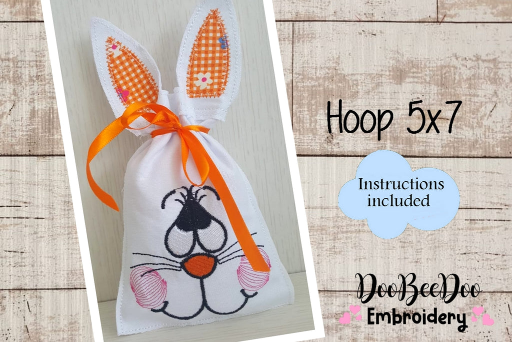 Easter Bunny Bag Orange - Hoop - ITH Applique - Machine Embroidery Design