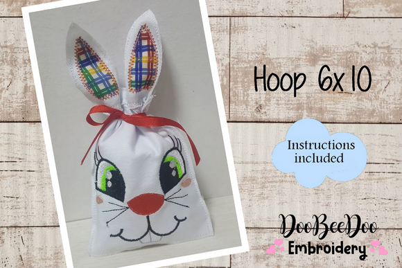 Easter Bunny Bag Red - Hoop - ITH Applique - Machine Embroidery Design