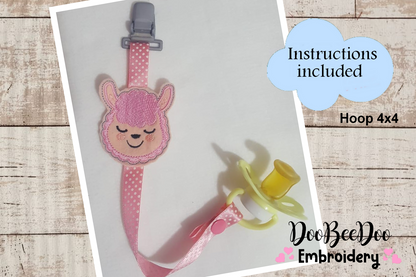 Llama Pacifier Holder - ITH Project - Machine Embroidery Design