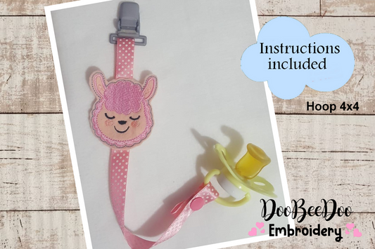 Llama Pacifier Holder - ITH Project - Machine Embroidery Design
