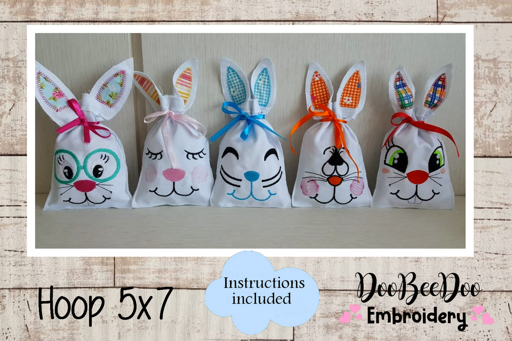 Easter Bunny Bag 5  Designs - ITH Project - Machine Embroidery Design