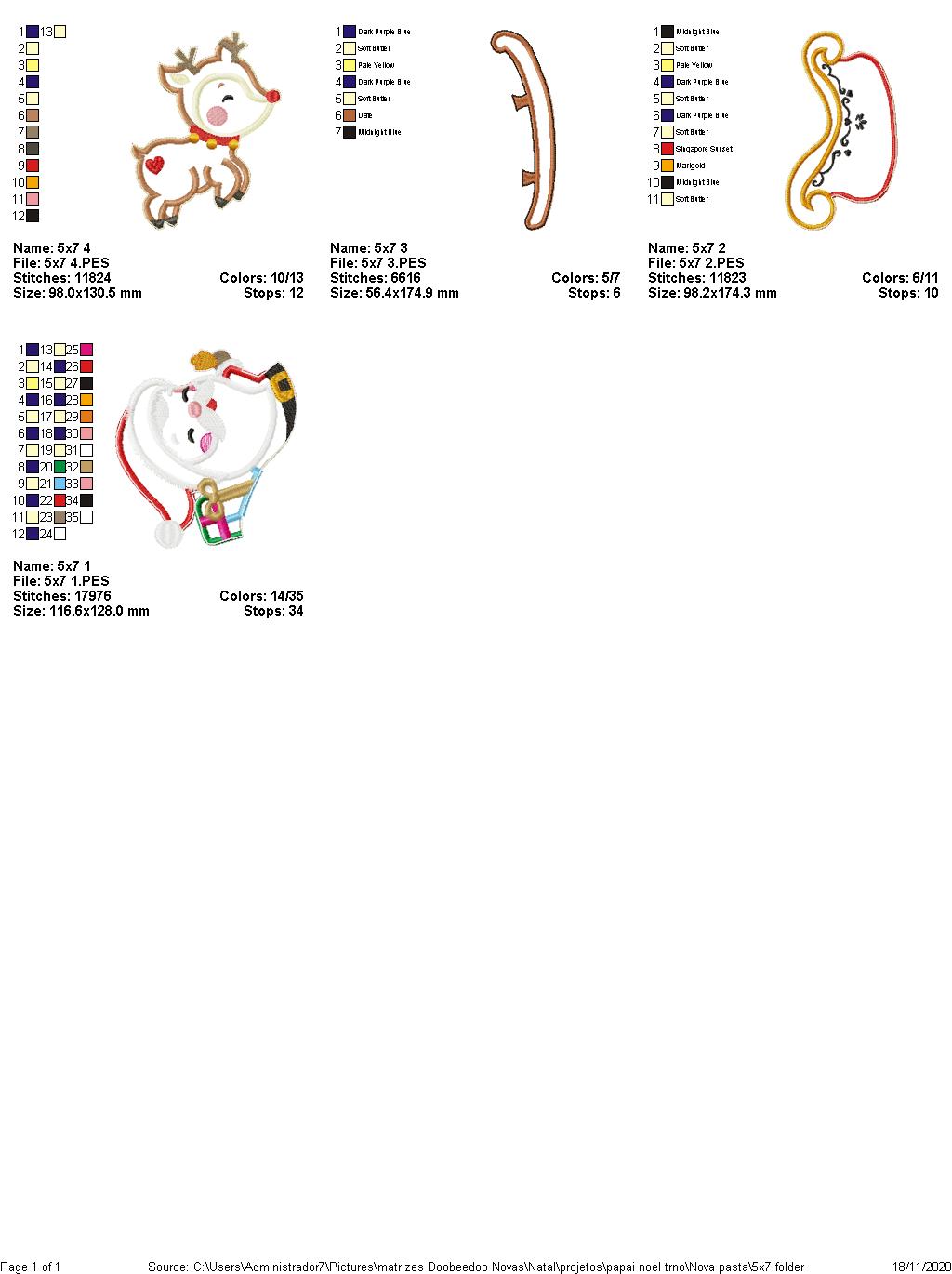 Santa Claus Sleigh Banner - ITH Project - Machine Embroidery Design